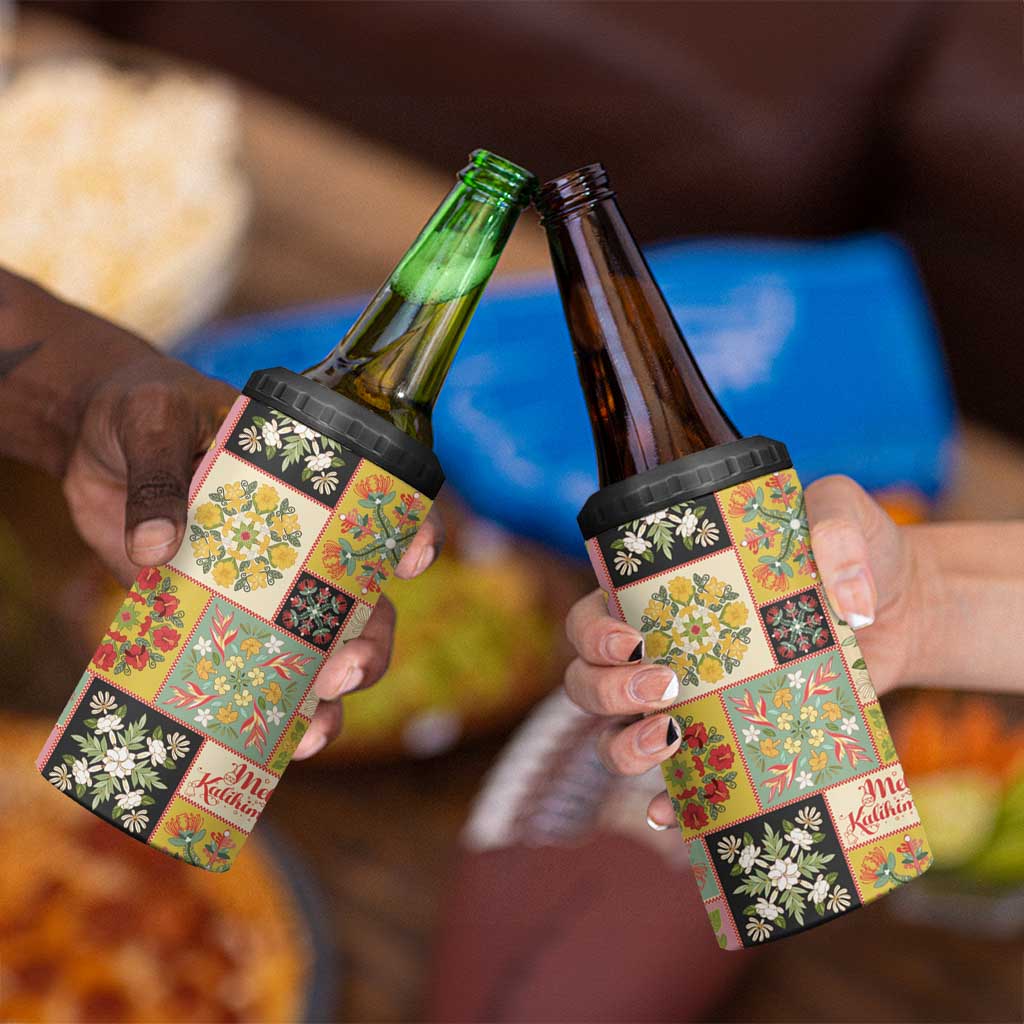 Mele Kalikimaka Hawaii Christmas 4 in 1 Can Cooler Tumbler Melemele Mama Seamless Floral Motif - Polynesian Pride