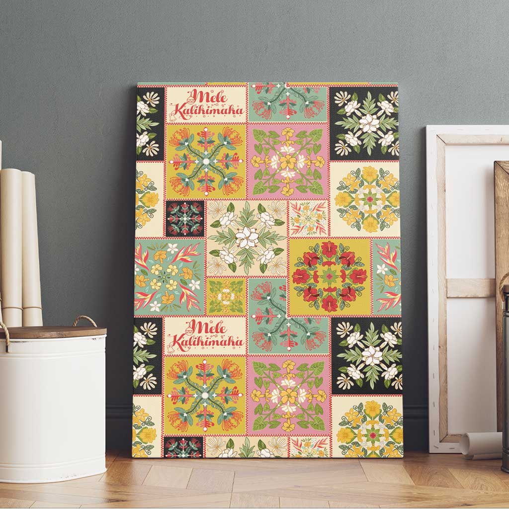 Mele Kalikimaka Hawaii Christmas Canvas Wall Art Melemele Mama Seamless Floral Motif - Polynesian Pride