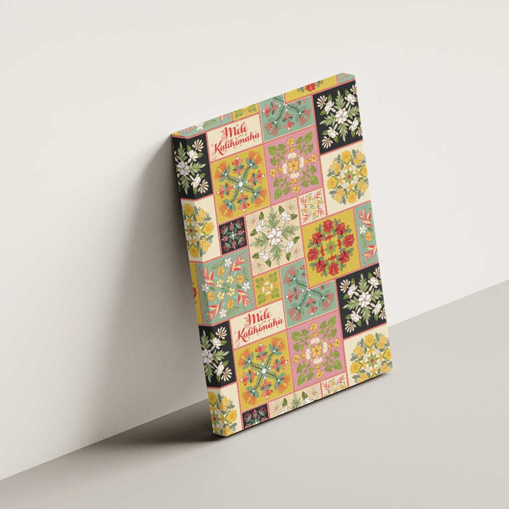Mele Kalikimaka Hawaii Christmas Canvas Wall Art Melemele Mama Seamless Floral Motif - Polynesian Pride