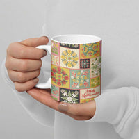 Mele Kalikimaka Hawaii Christmas Ceramic Mug Melemele Mama Seamless Floral Motif - Polynesian Pride