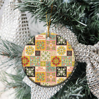 Mele Kalikimaka Hawaii Christmas Ceramic Ornament Melemele Mama Seamless Floral Motif - Polynesian Pride
