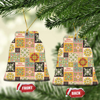 Mele Kalikimaka Hawaii Christmas Ceramic Ornament Melemele Mama Seamless Floral Motif - Polynesian Pride