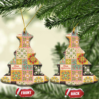 Mele Kalikimaka Hawaii Christmas Ceramic Ornament Melemele Mama Seamless Floral Motif - Polynesian Pride