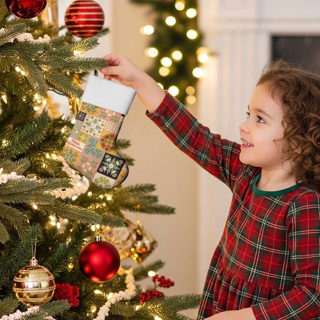 Mele Kalikimaka Hawaii Christmas Stocking Melemele Mama Seamless Floral Motif - Polynesian Pride