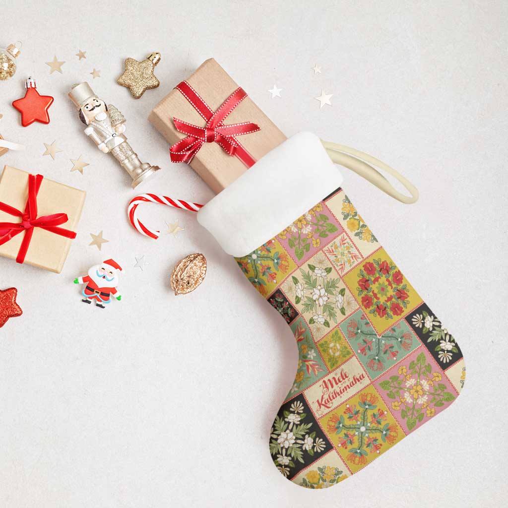 Mele Kalikimaka Hawaii Christmas Stocking Melemele Mama Seamless Floral Motif - Polynesian Pride
