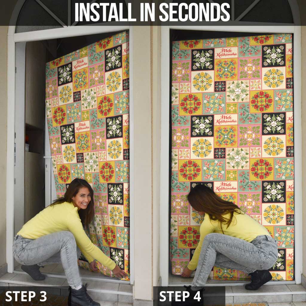 Mele Kalikimaka Hawaii Christmas Door Cover Melemele Mama Seamless Floral Motif - Polynesian Pride