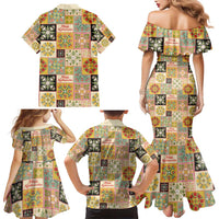 Mele Kalikimaka Hawaii Christmas Family Matching Mermaid Dress and Hawaiian Shirt Melemele Mama Seamless Floral Motif - Polynesian Pride