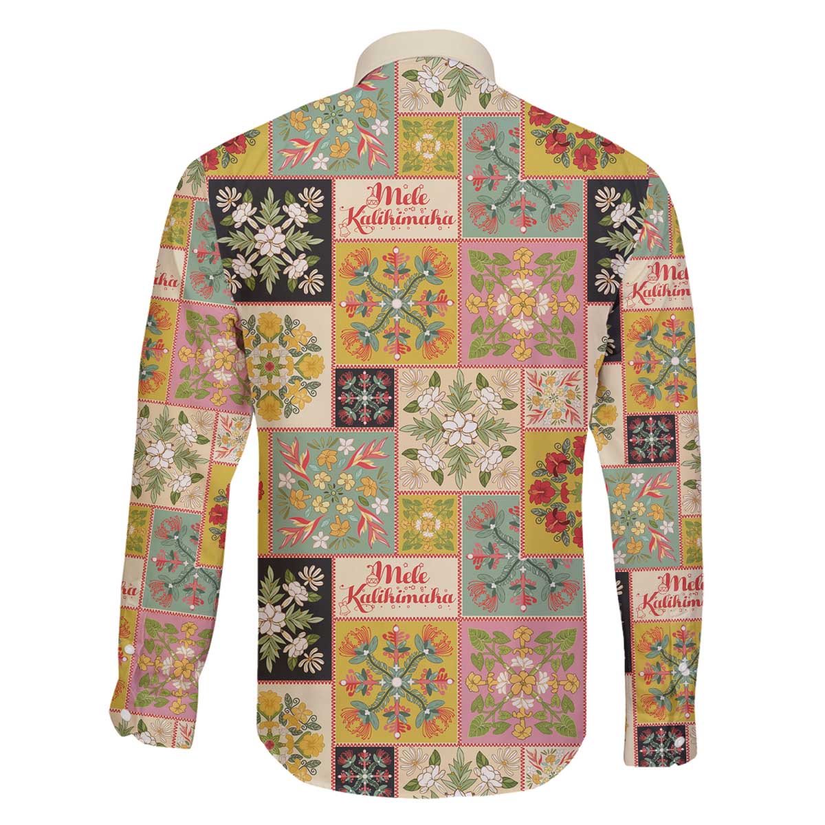 Mele Kalikimaka Hawaii Christmas Family Matching Off The Shoulder Long Sleeve Dress and Hawaiian Shirt Melemele Mama Seamless Floral Motif - Polynesian Pride