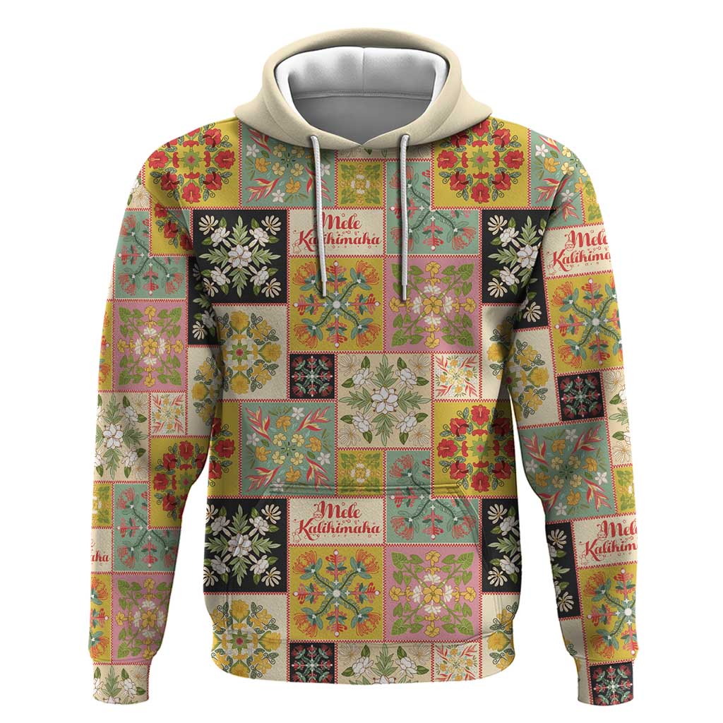 Mele Kalikimaka Hawaii Christmas Hoodie Melemele Mama Seamless Floral Motif - Polynesian Pride