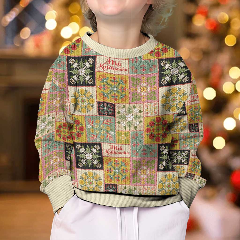 Mele Kalikimaka Hawaii Christmas Kid Ugly Christmas Sweater Melemele Mama Seamless Floral Motif - Polynesian Pride