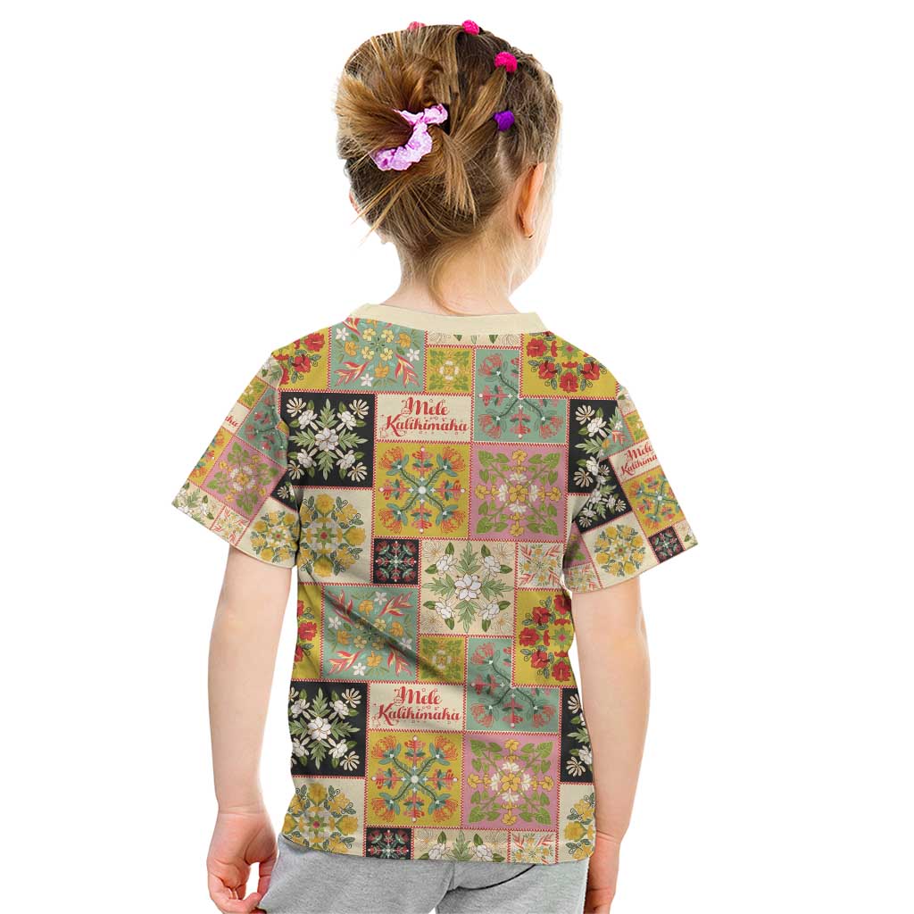 Mele Kalikimaka Hawaii Christmas Kid T Shirt Melemele Mama Seamless Floral Motif - Polynesian Pride