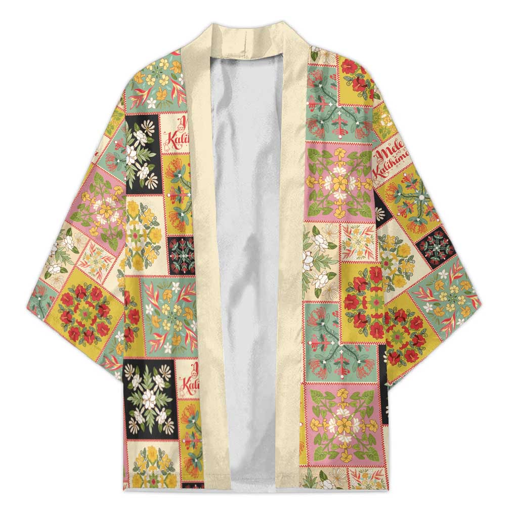 Mele Kalikimaka Hawaii Christmas Kimono Melemele Mama Seamless Floral Motif LT9 Unisex Beige - Polynesian Pride