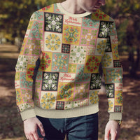 Mele Kalikimaka Hawaii Christmas Ugly Christmas Sweater Melemele Mama Seamless Floral Motif - Polynesian Pride