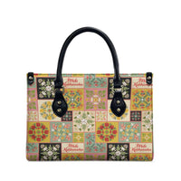 Mele Kalikimaka Hawaii Christmas Leather Bag Melemele Mama Seamless Floral Motif - Polynesian Pride