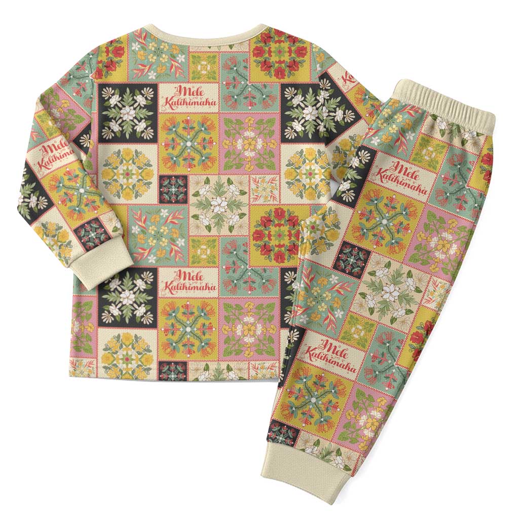 Mele Kalikimaka Hawaii Christmas Pajama Set Melemele Mama Seamless Floral Motif LT9 - Polynesian Pride