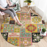 Mele Kalikimaka Hawaii Christmas Round Carpet Melemele Mama Seamless Floral Motif LT9 - Polynesian Pride