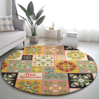 Mele Kalikimaka Hawaii Christmas Round Carpet Melemele Mama Seamless Floral Motif LT9 - Polynesian Pride