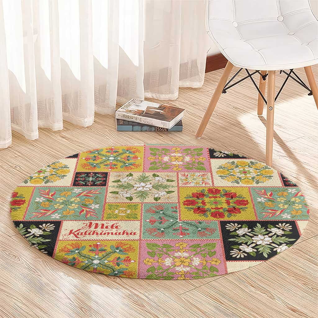 Mele Kalikimaka Hawaii Christmas Round Carpet Melemele Mama Seamless Floral Motif LT9 - Polynesian Pride