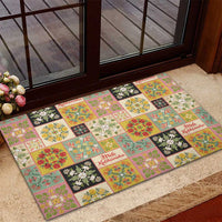 Mele Kalikimaka Hawaii Christmas Rubber Doormat Melemele Mama Seamless Floral Motif LT9 - Polynesian Pride