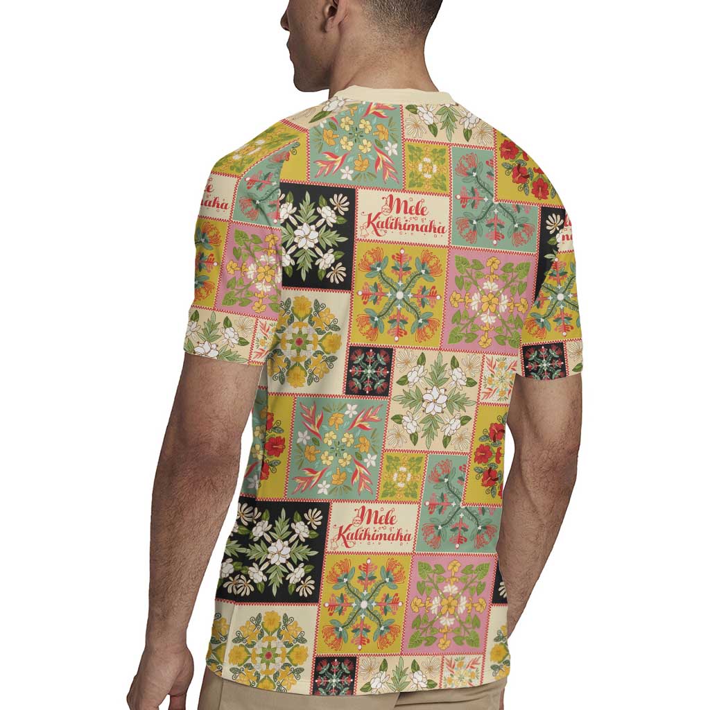 Mele Kalikimaka Hawaii Christmas Rugby Jersey Melemele Mama Seamless Floral Motif - Polynesian Pride