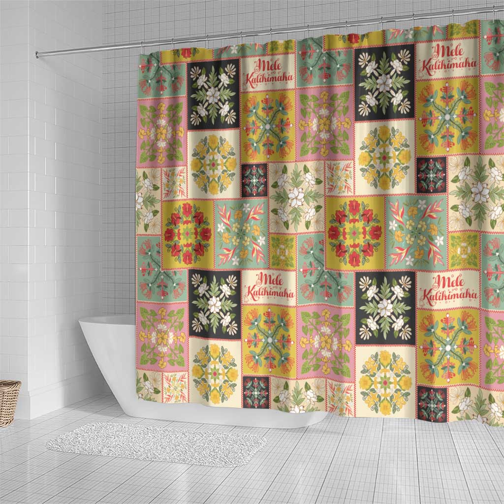 Mele Kalikimaka Hawaii Christmas Shower Curtain Melemele Mama Seamless Floral Motif LT9 - Polynesian Pride