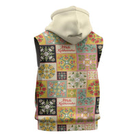 Mele Kalikimaka Hawaii Christmas Sleeveless Hoodie Melemele Mama Seamless Floral Motif - Polynesian Pride