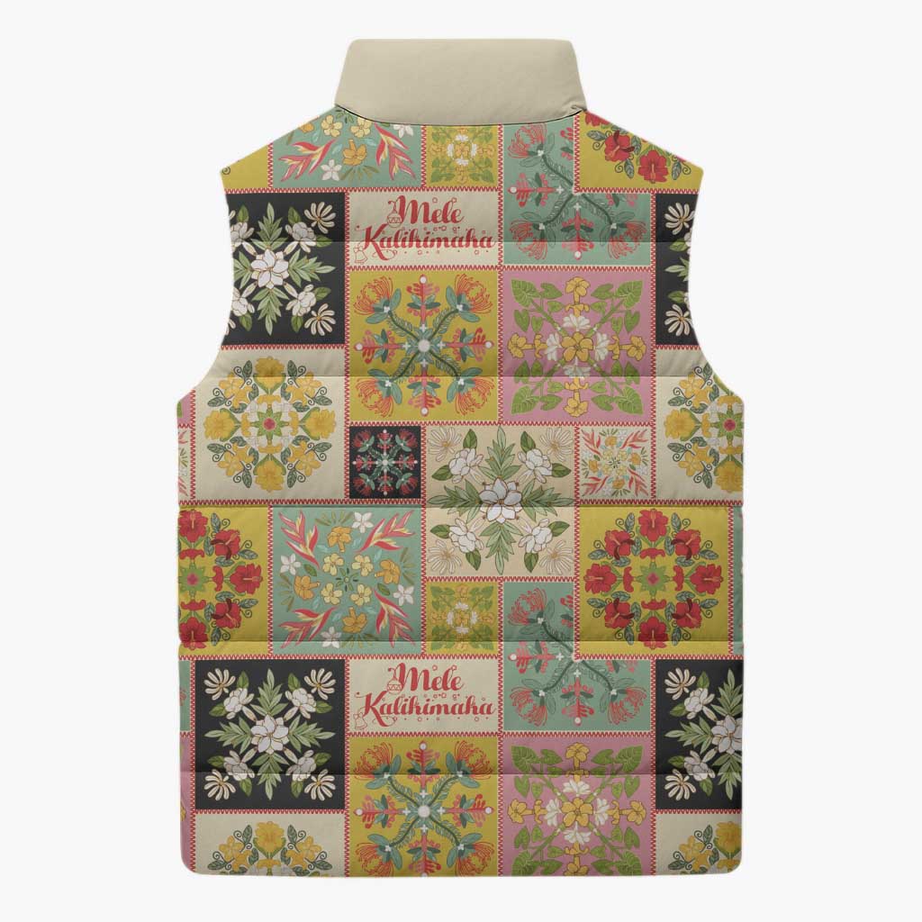 Mele Kalikimaka Hawaii Christmas Sleeveless Puffer Jacket Melemele Mama Seamless Floral Motif LT9 - Polynesian Pride