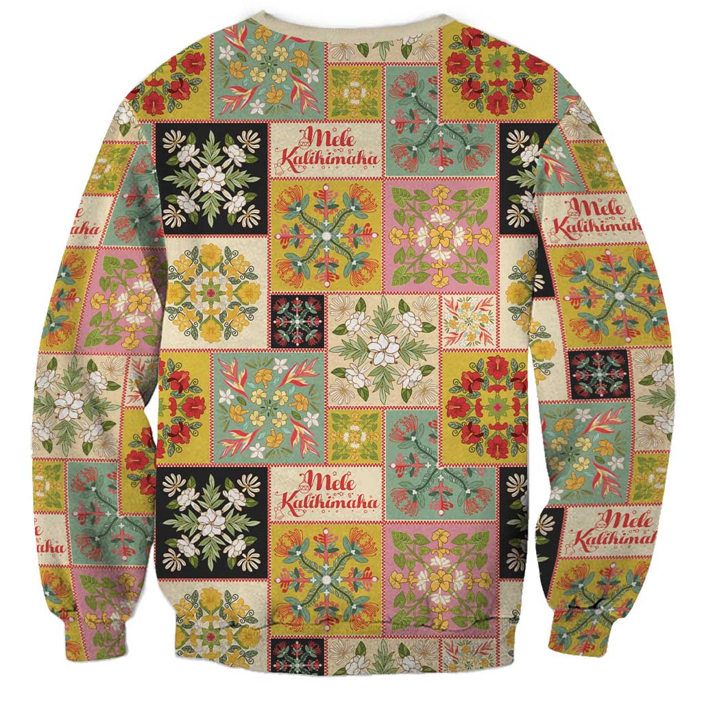 Mele Kalikimaka Hawaii Christmas Sweatshirt Melemele Mama Seamless Floral Motif - Polynesian Pride