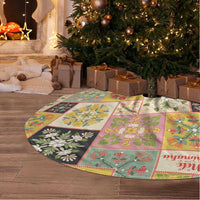Mele Kalikimaka Hawaii Christmas Tree Skirt Melemele Mama Seamless Floral Motif LT9 - Polynesian Pride