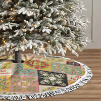 Mele Kalikimaka Hawaii Christmas Tree Skirt Melemele Mama Seamless Floral Motif LT9 - Polynesian Pride