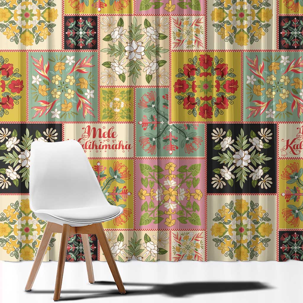 Mele Kalikimaka Hawaii Christmas Window Curtain Melemele Mama Seamless Floral Motif LT9 - Polynesian Pride