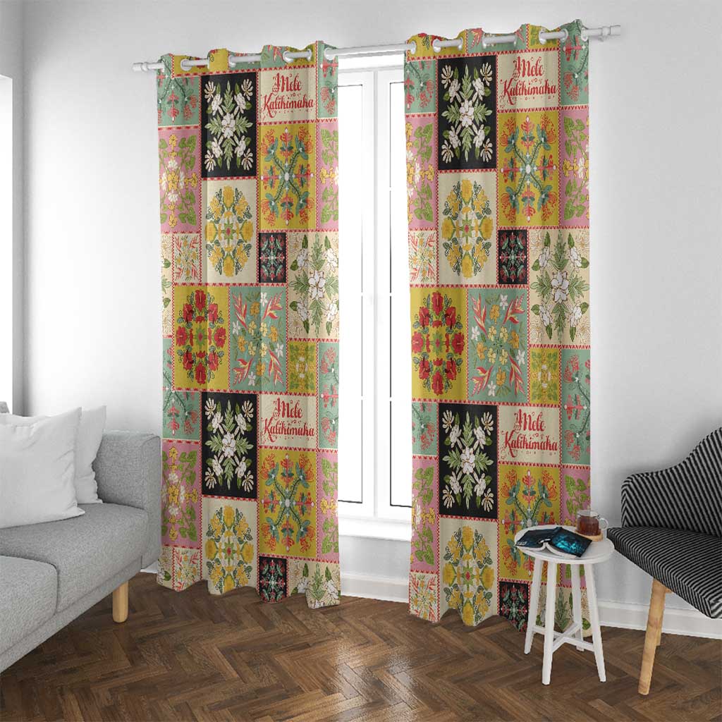 Mele Kalikimaka Hawaii Christmas Window Curtain Melemele Mama Seamless Floral Motif LT9 With Grommets Beige - Polynesian Pride