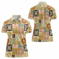 Mele Kalikimaka Hawaii Christmas Women Polo Shirt Melemele Mama Seamless Floral Motif - Polynesian Pride