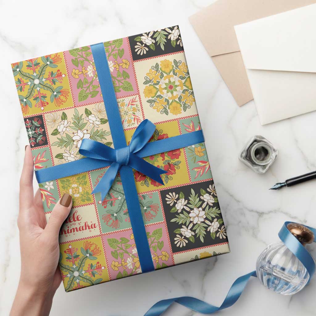 Mele Kalikimaka Hawaii Christmas Wrapping Paper Melemele Mama Seamless Floral Motif - Polynesian Pride