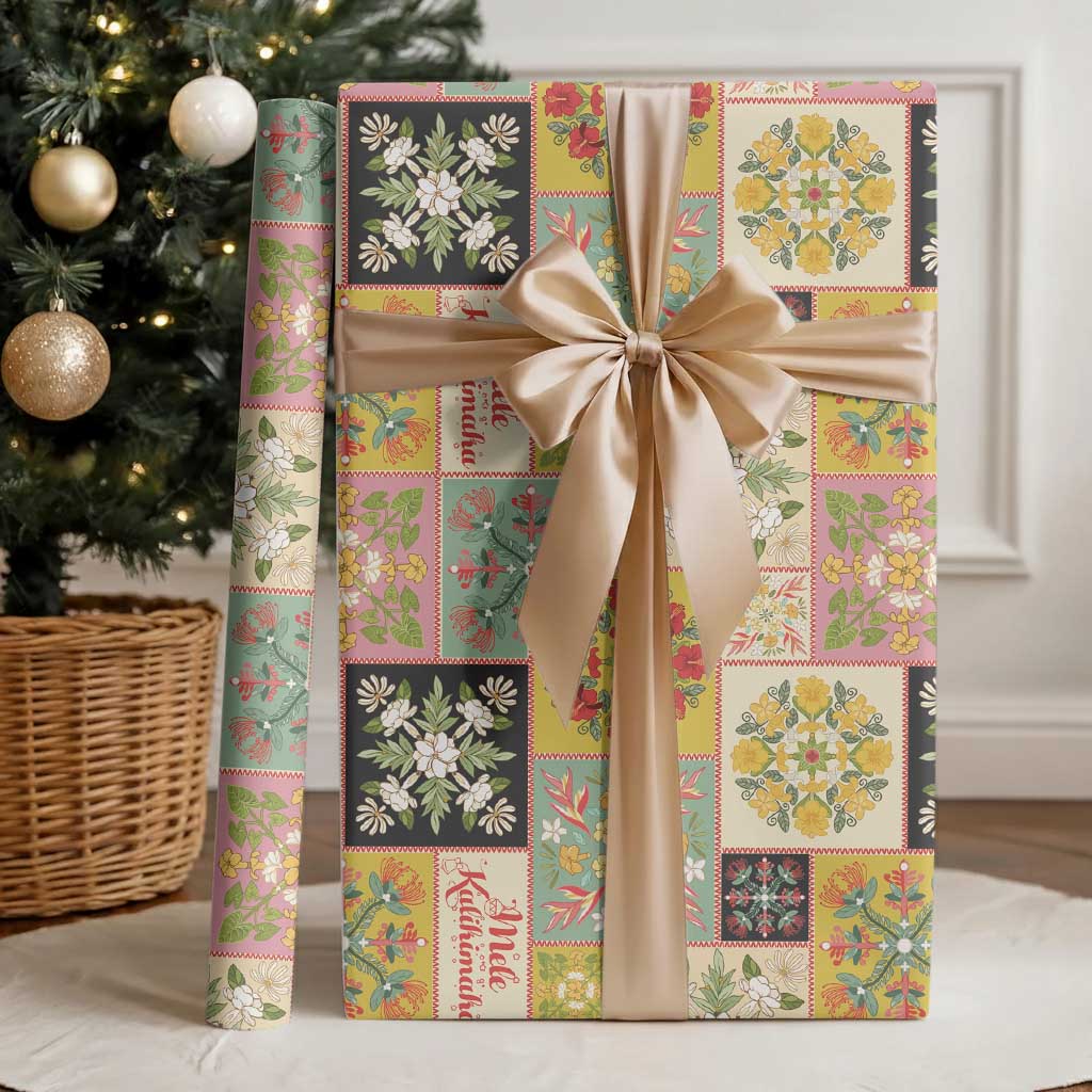 Mele Kalikimaka Hawaii Christmas Wrapping Paper Melemele Mama Seamless Floral Motif - Polynesian Pride