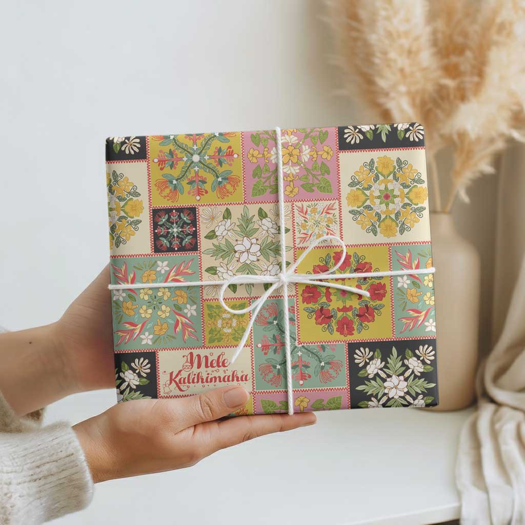 Mele Kalikimaka Hawaii Christmas Wrapping Paper Melemele Mama Seamless Floral Motif - Polynesian Pride