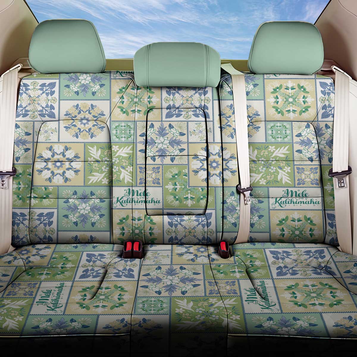 Mele Kalikimaka Hawaii Christmas Back Car Seat Cover Omaomao Seamless Floral Motif - Polynesian Pride