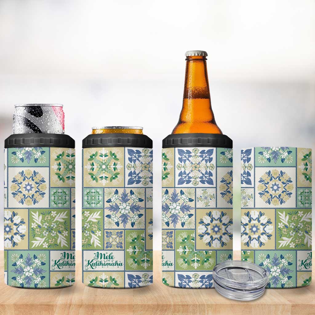 Mele Kalikimaka Hawaii Christmas 4 in 1 Can Cooler Tumbler Omaomao Seamless Floral Motif - Polynesian Pride