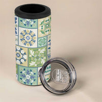 Mele Kalikimaka Hawaii Christmas 4 in 1 Can Cooler Tumbler Omaomao Seamless Floral Motif - Polynesian Pride