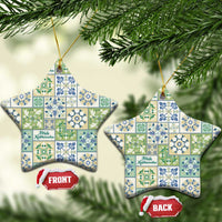 Mele Kalikimaka Hawaii Christmas Ceramic Ornament Omaomao Seamless Floral Motif - Polynesian Pride