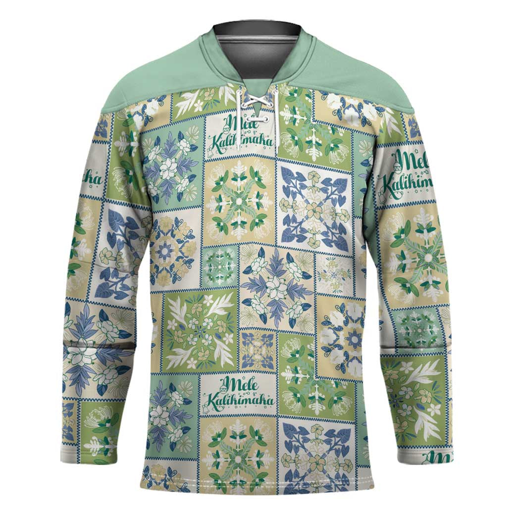 Mele Kalikimaka Hawaii Christmas Hockey Jersey Omaomao Seamless Floral Motif LT9 Unisex Green - Polynesian Pride