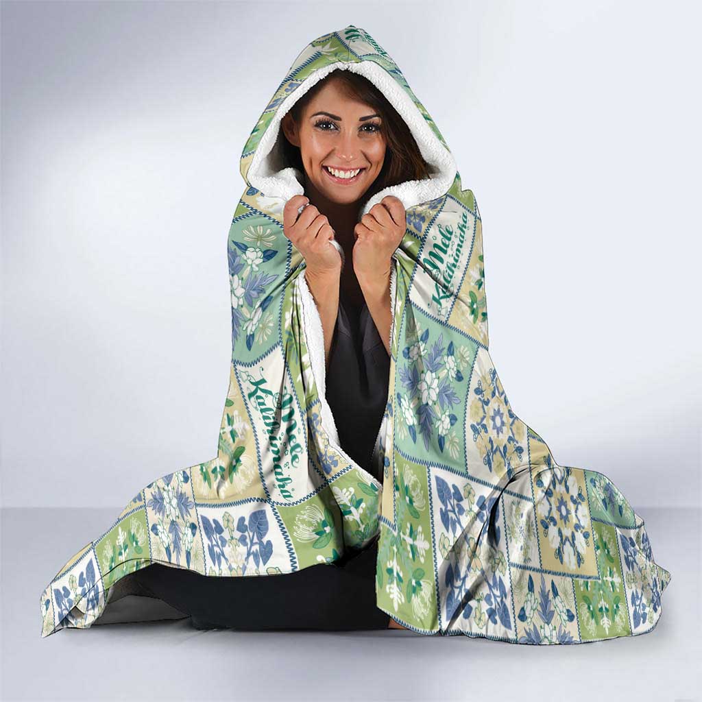 Mele Kalikimaka Hawaii Christmas Hooded Blanket Omaomao Seamless Floral Motif LT9 - Polynesian Pride