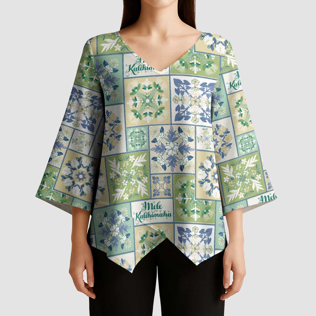 Mele Kalikimaka Hawaii Christmas Kimono Sleeve Blouse Omaomao Seamless Floral Motif - Polynesian Pride