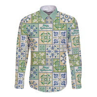 Mele Kalikimaka Hawaii Christmas Long Sleeve Button Shirt Omaomao Seamless Floral Motif LT9 Unisex Green - Polynesian Pride