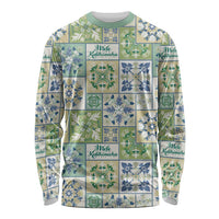 Mele Kalikimaka Hawaii Christmas Long Sleeve Shirt Omaomao Seamless Floral Motif LT9 Unisex Green - Polynesian Pride