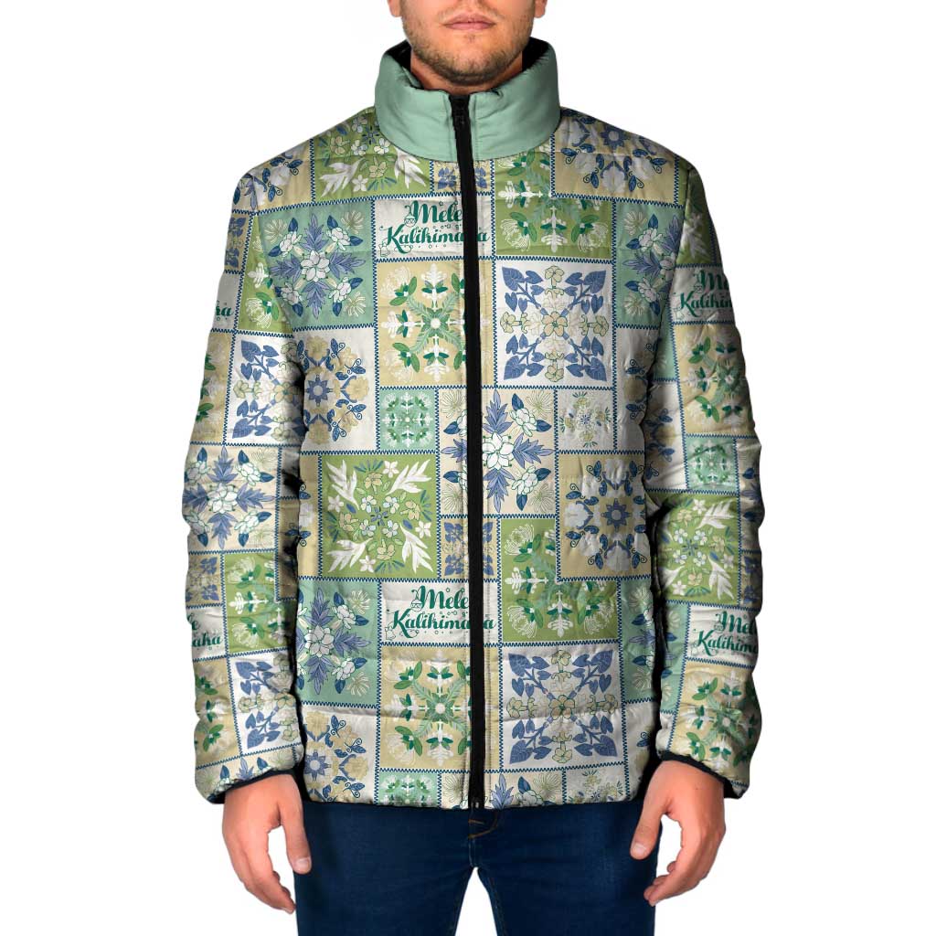Mele Kalikimaka Hawaii Christmas Padded Jacket Omaomao Seamless Floral Motif LT9 Men Green - Polynesian Pride