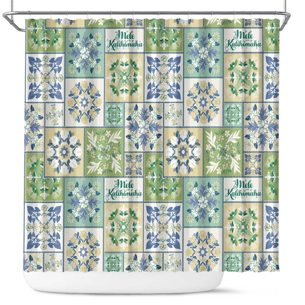 Mele Kalikimaka Hawaii Christmas Shower Curtain Omaomao Seamless Floral Motif LT9 Green - Polynesian Pride