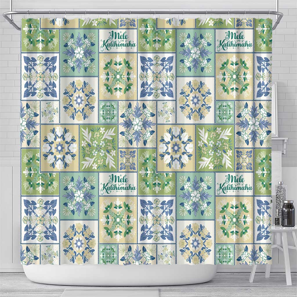 Mele Kalikimaka Hawaii Christmas Shower Curtain Omaomao Seamless Floral Motif LT9 - Polynesian Pride
