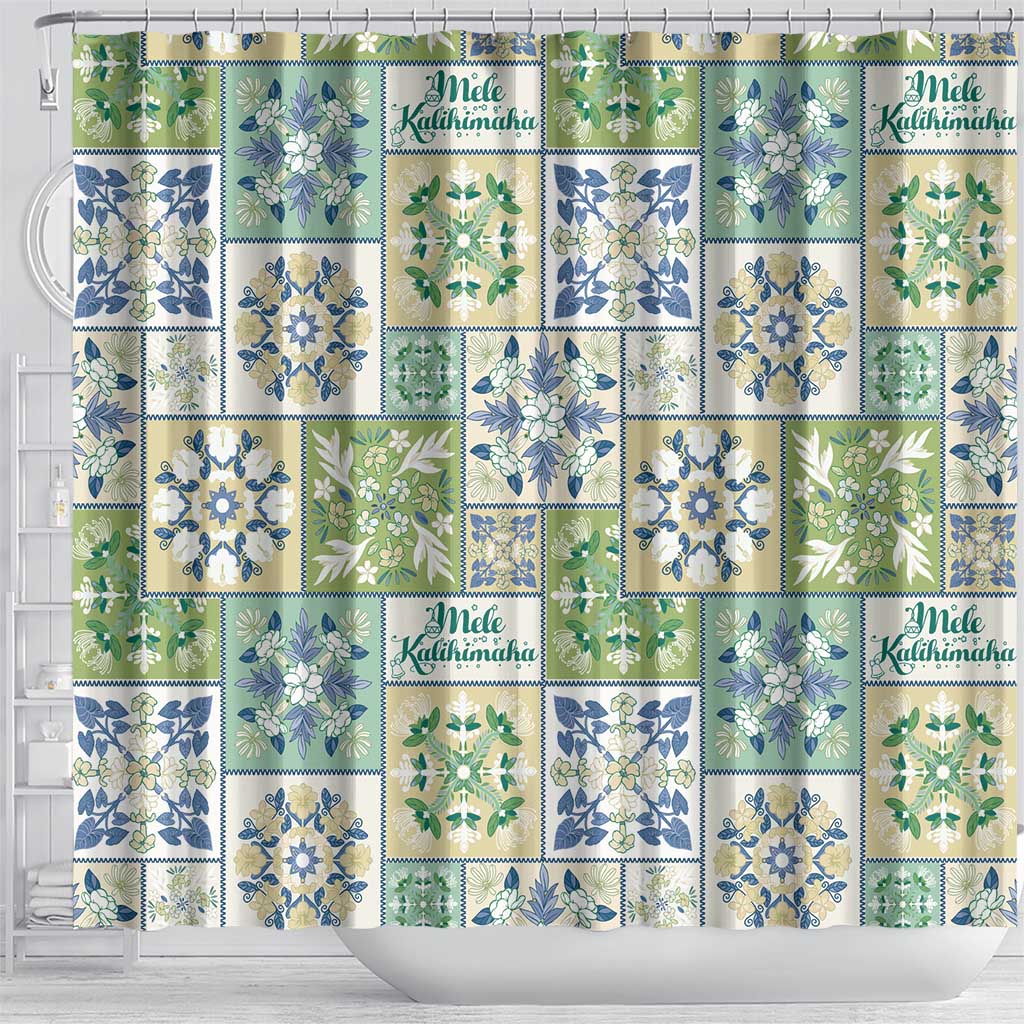 Mele Kalikimaka Hawaii Christmas Shower Curtain Omaomao Seamless Floral Motif LT9 - Polynesian Pride