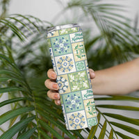 Mele Kalikimaka Hawaii Christmas Skinny Tumbler Omaomao Seamless Floral Motif - Polynesian Pride